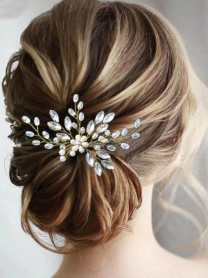 2 Piece Handmade Glass Bead and Crystal Hairpins